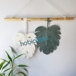 Monstera Makrome Yaprak Duvar Süsü 2’li-Yeşil Krem